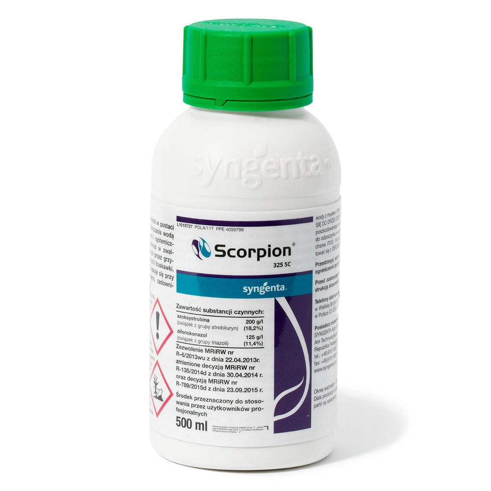 Butelka 0,5 l fungicydu Scorpion 325 SC firmy Syngenta