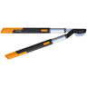 Sekator nożycowy L86 SmartFit Fiskars z czarno-pomarańczowymi rączkami na białym tle