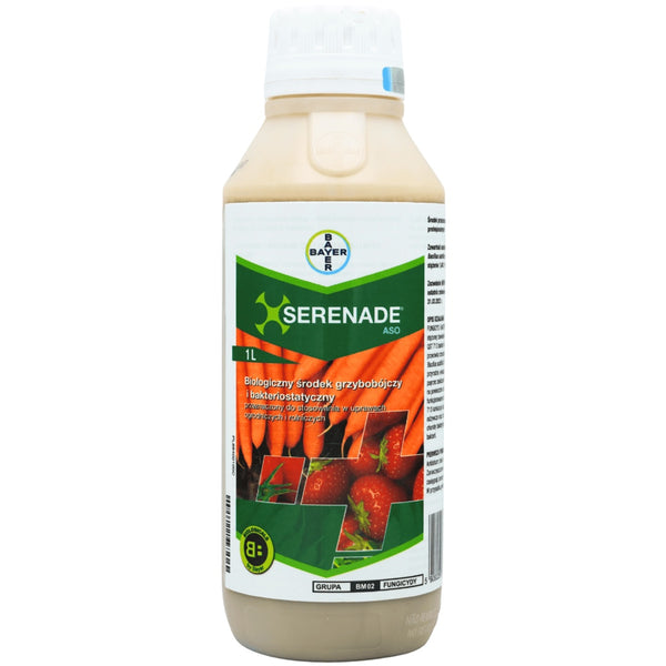 Butelka 1 l biologicznego fungicydu Serenade ASO Bayer na białym tle