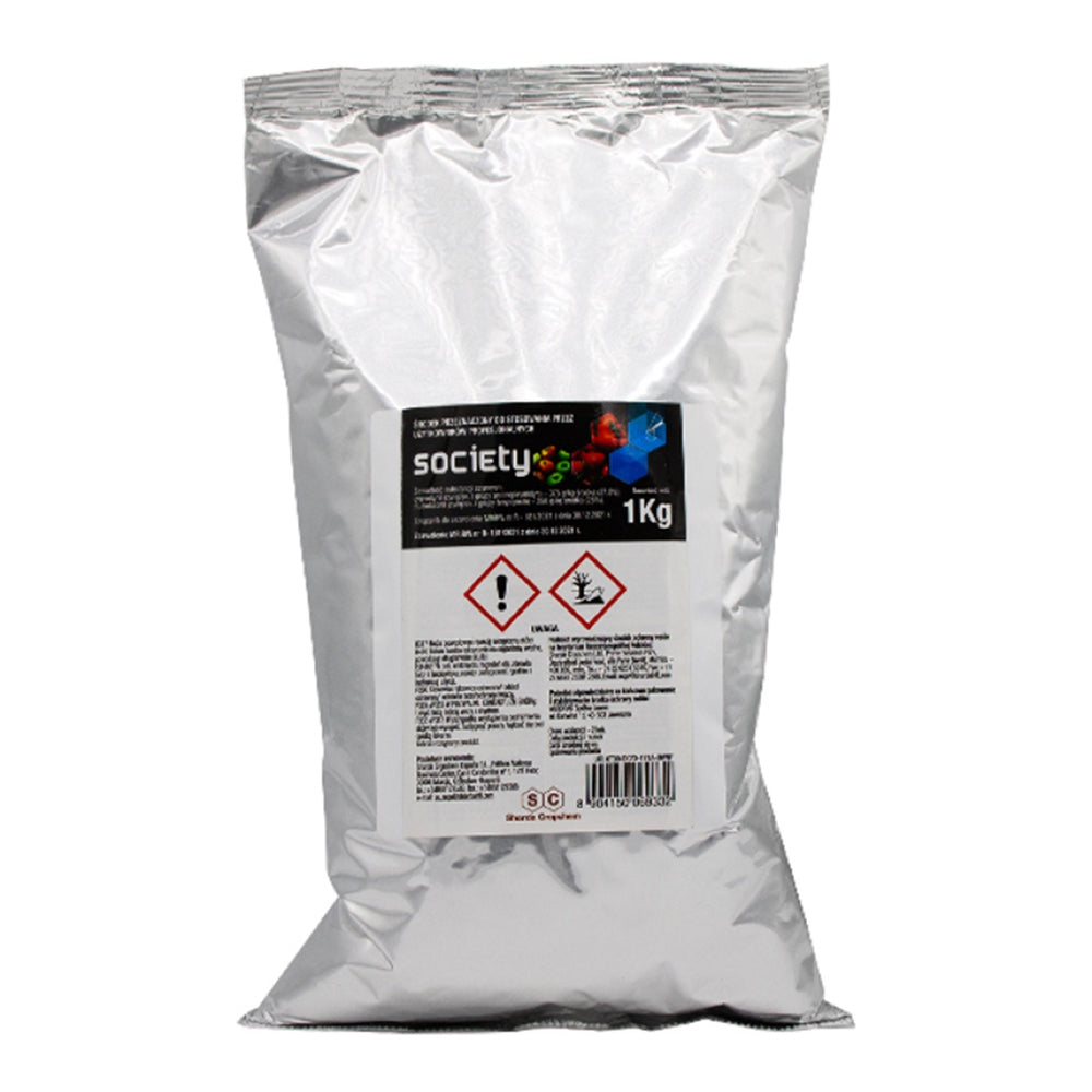 Srebrny worek fungicydu Society 62,5 WG o masie 1 kg