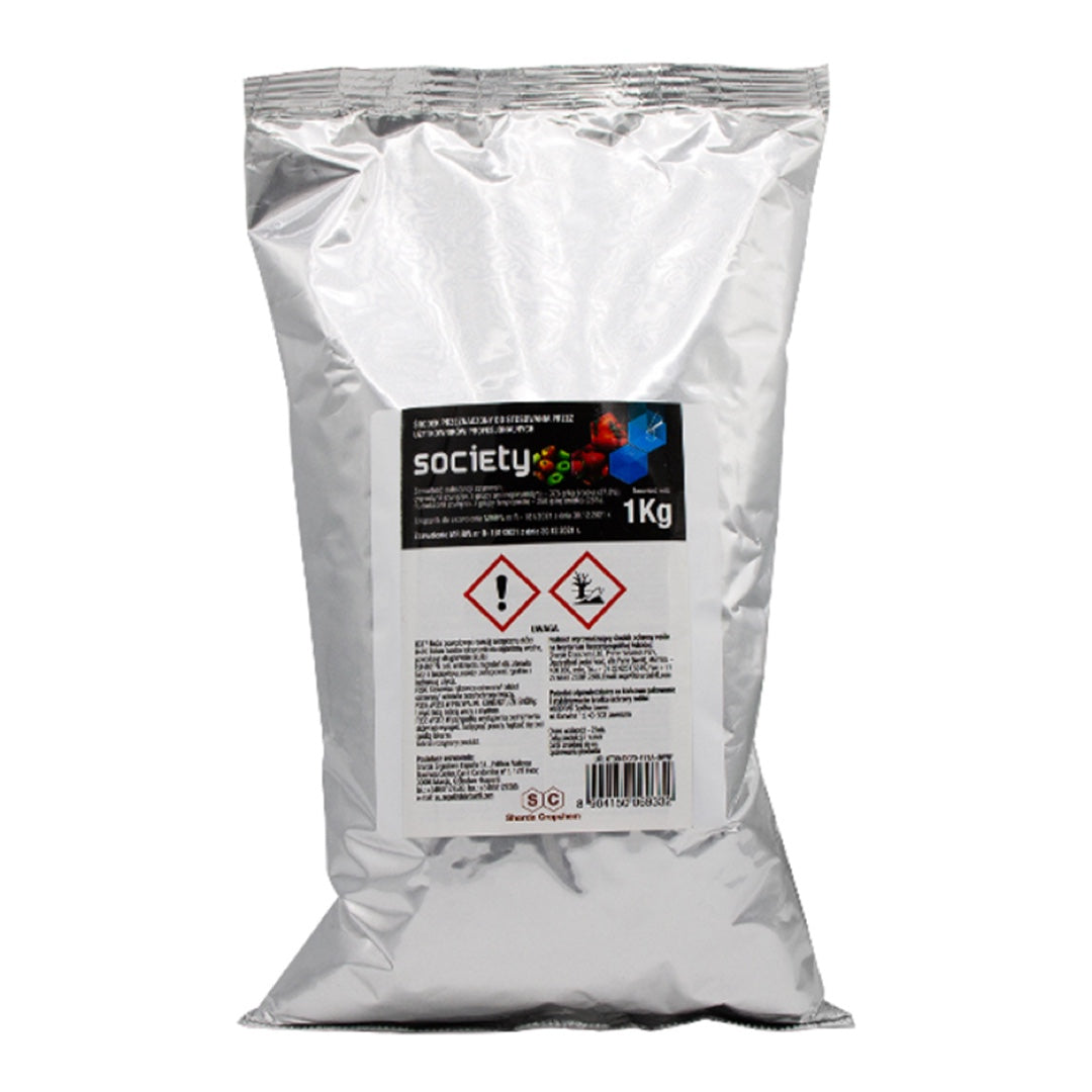 Srebrny worek fungicydu Society 62,5 WG o masie 1 kg