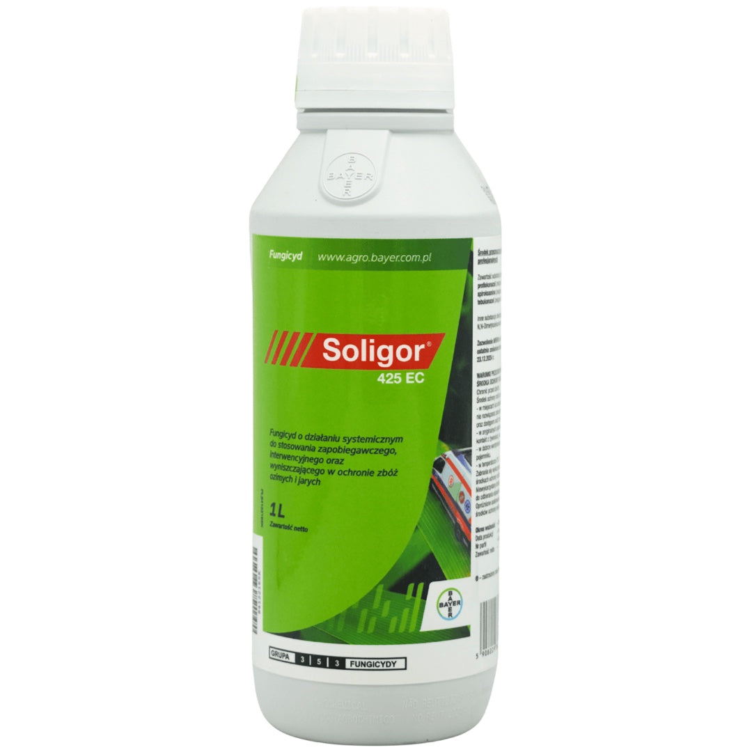 Butelka 1 l fungicydu Soligor 425 EC firmy Bayer do zbóż