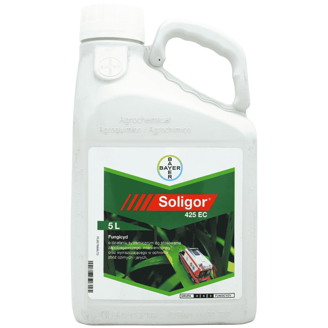 Kanister 5 l fungicydu Soligor 425 EC firmy Bayer do zbóż