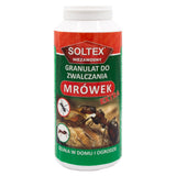 Pojemnik granulatu do zwalczania mrówek Soltex Extra o masie 1 kg, zielono-czerwona etykieta z mrówkami