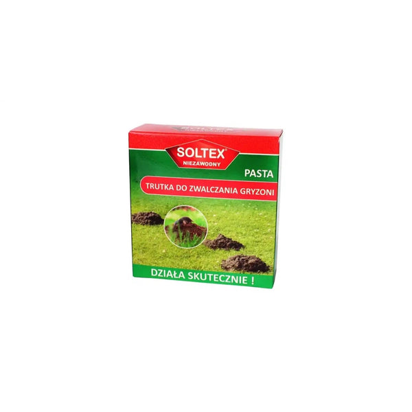 Opakowanie pasty gryzoniobójczej Soltex w czerwono-zielonym pudełku