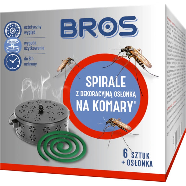 Zestaw spiral na komary Bros z dekoracyjną stalową osłonką
