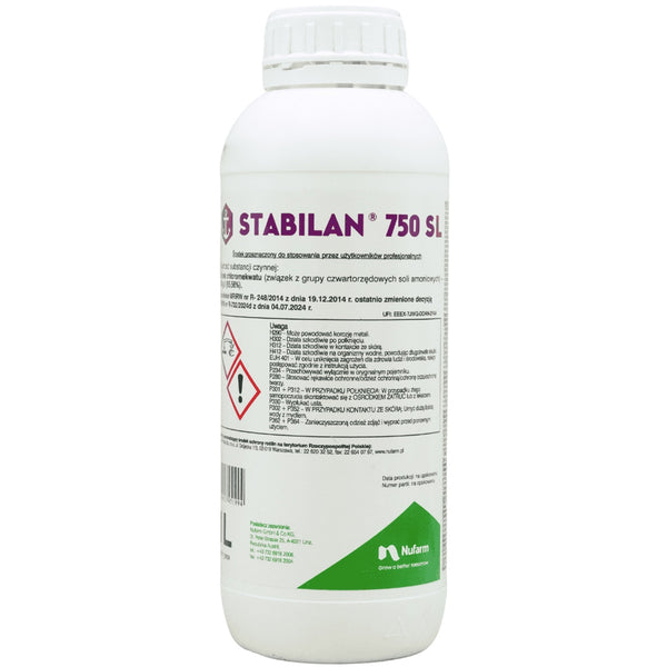 Butelka 1 l regulatora wzrostu Stabilan 750 SL firmy Nufarm do zbóż i rzepaku