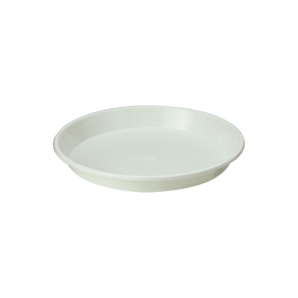 Okrągła biała podstawka pod doniczkę Standard Form-Plastic na białym tle