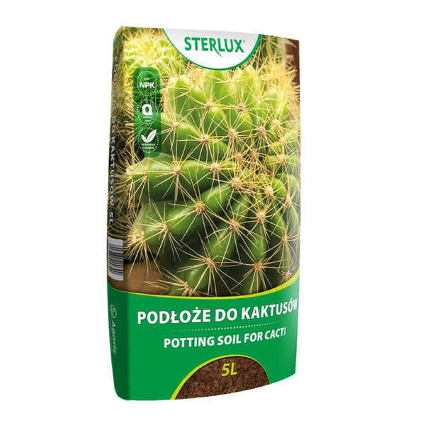 Worek podłoża do kaktusów Sterlux 5 l z kaktusem na opakowaniu