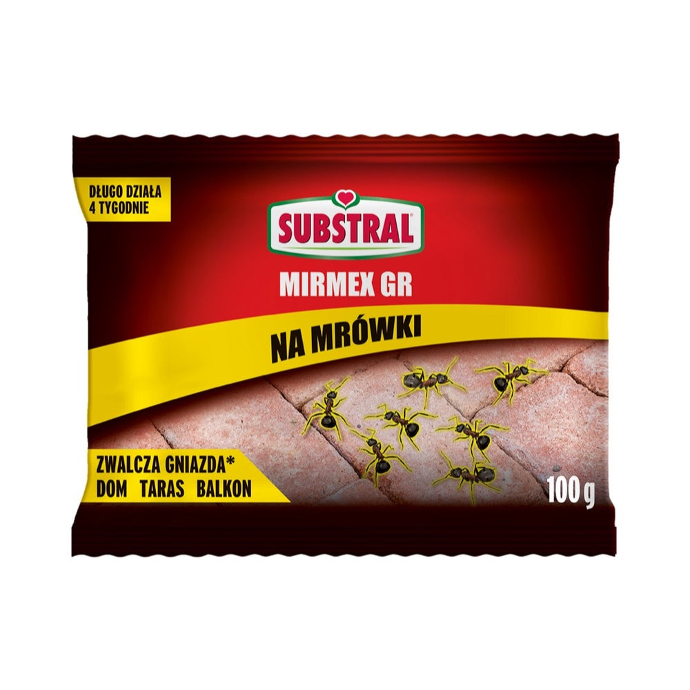 Saszetka 100 g granulatu Substral Mirmex GR na mrówki, czerwono-czarne opakowanie