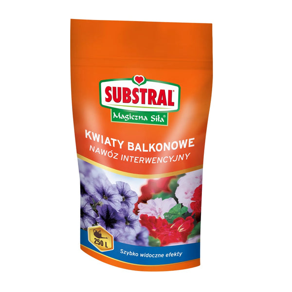 Opakowanie nawozu Substral Magiczna Siła do roślin balkonowych 250 g na białym tle