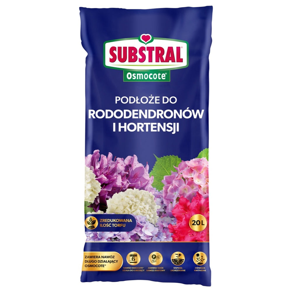Worek podłoża Substral Osmocote do rododendronów i hortensji 20 l na białym tle