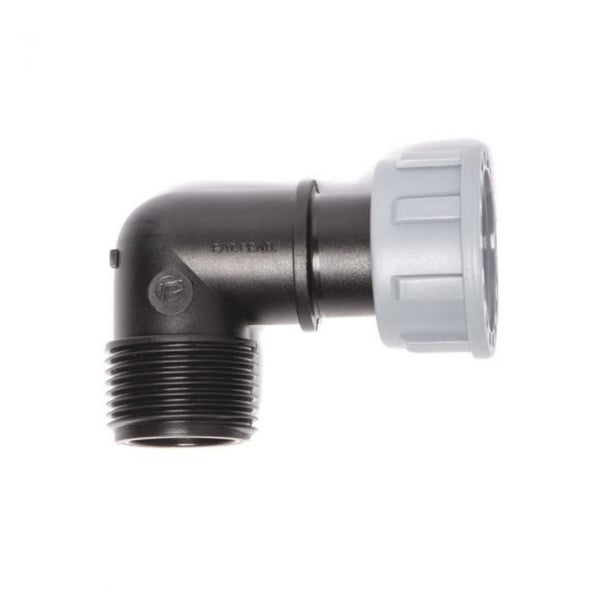Kolano kolektora SWIVEL Tavlit 1,5" z szarą nakrętką obrotową na białym tle