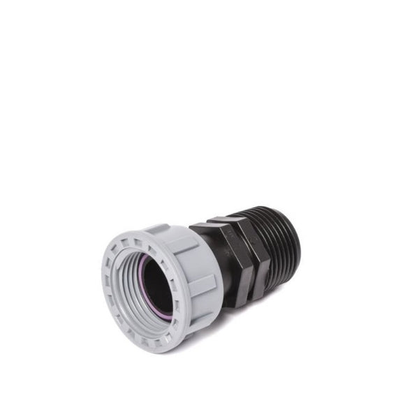 Prosty element kolektora SWIVEL Tavlit z szarą nakrętką obrotową na białym tle (zdjęcie poglądowe, rozmiar 1")