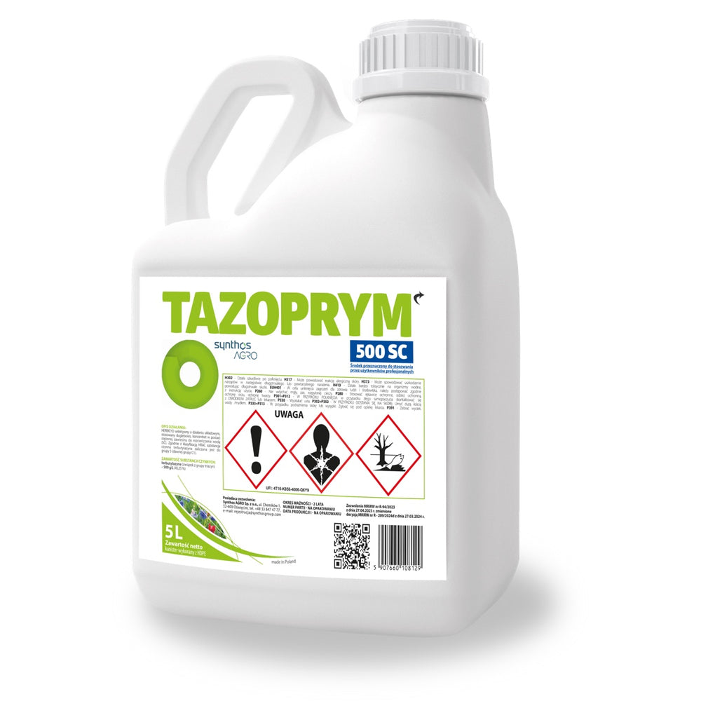 Kanister 5 l herbicydu Tazoprym 500 SC firmy Synthos Agro do kukurydzy