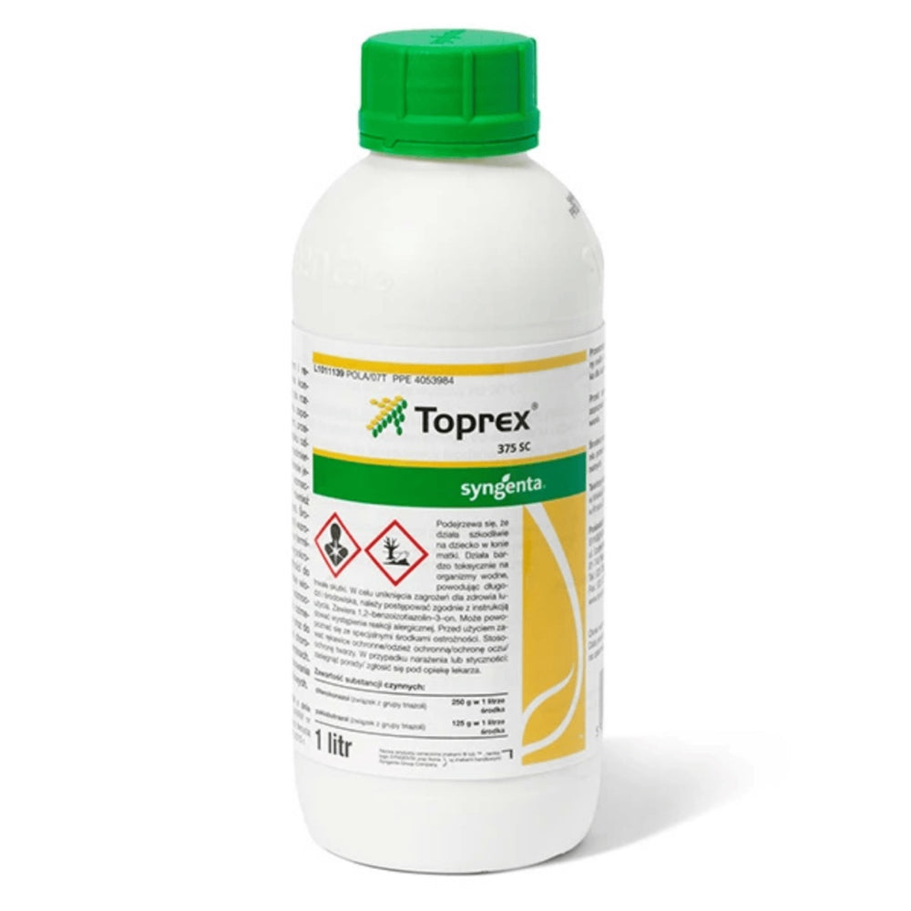 Butelka 1 l fungicydu i regulatora wzrostu Toprex 375 SC firmy Syngenta do rzepaku