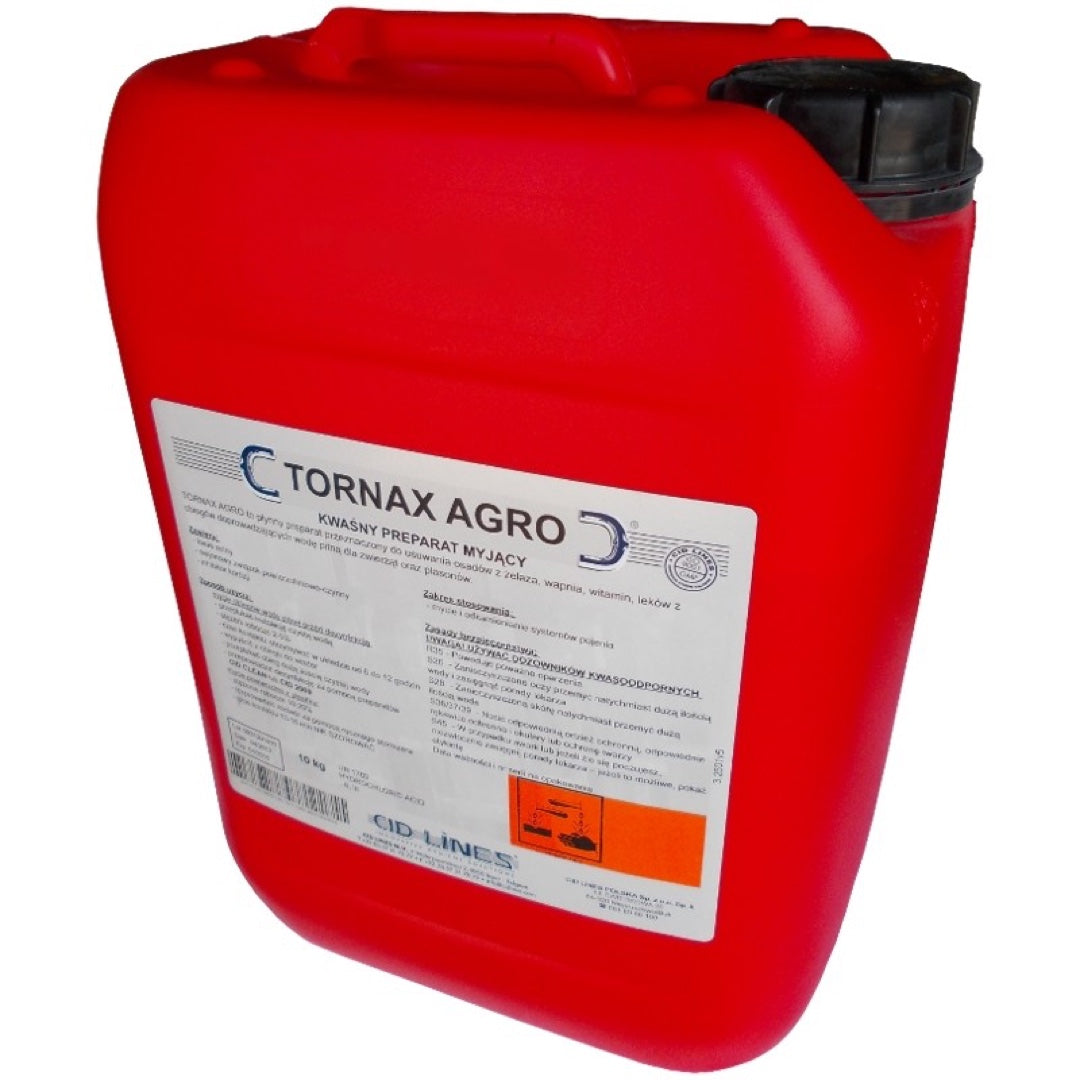 Kanister Tornax Agro 10 kg, kwaśny preparat myjący Cid Lines