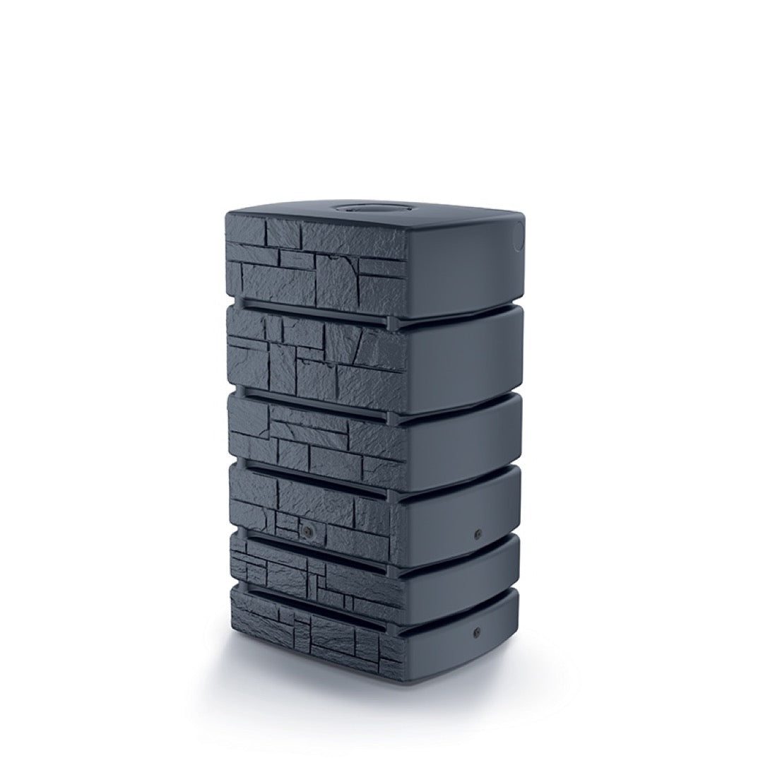 Zbiornik na deszczówkę Prosperplast Tower Stone 500 l, antracytowy, widok z przodu