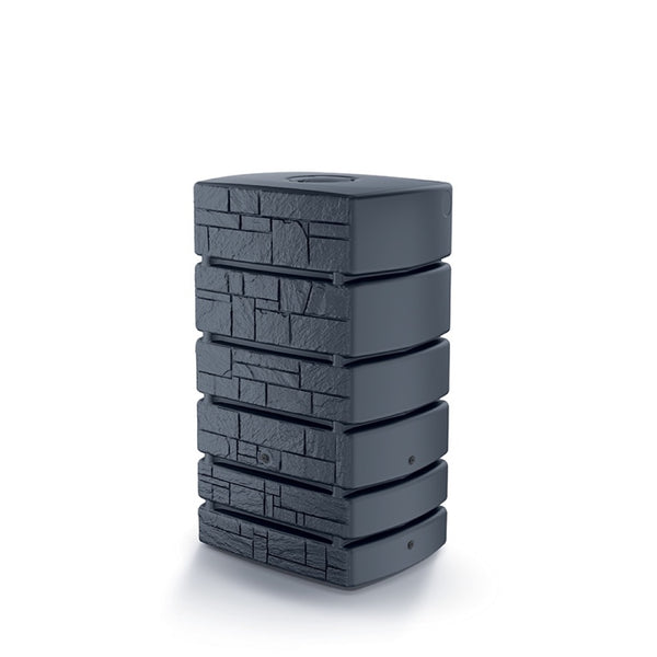 Zbiornik na deszczówkę Prosperplast Tower Stone 500 l, antracytowy, widok z przodu