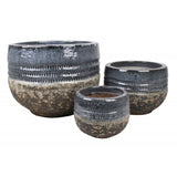 Komplet trzech doniczek ceramicznych Tin Tours DCV-0004 na białym tle