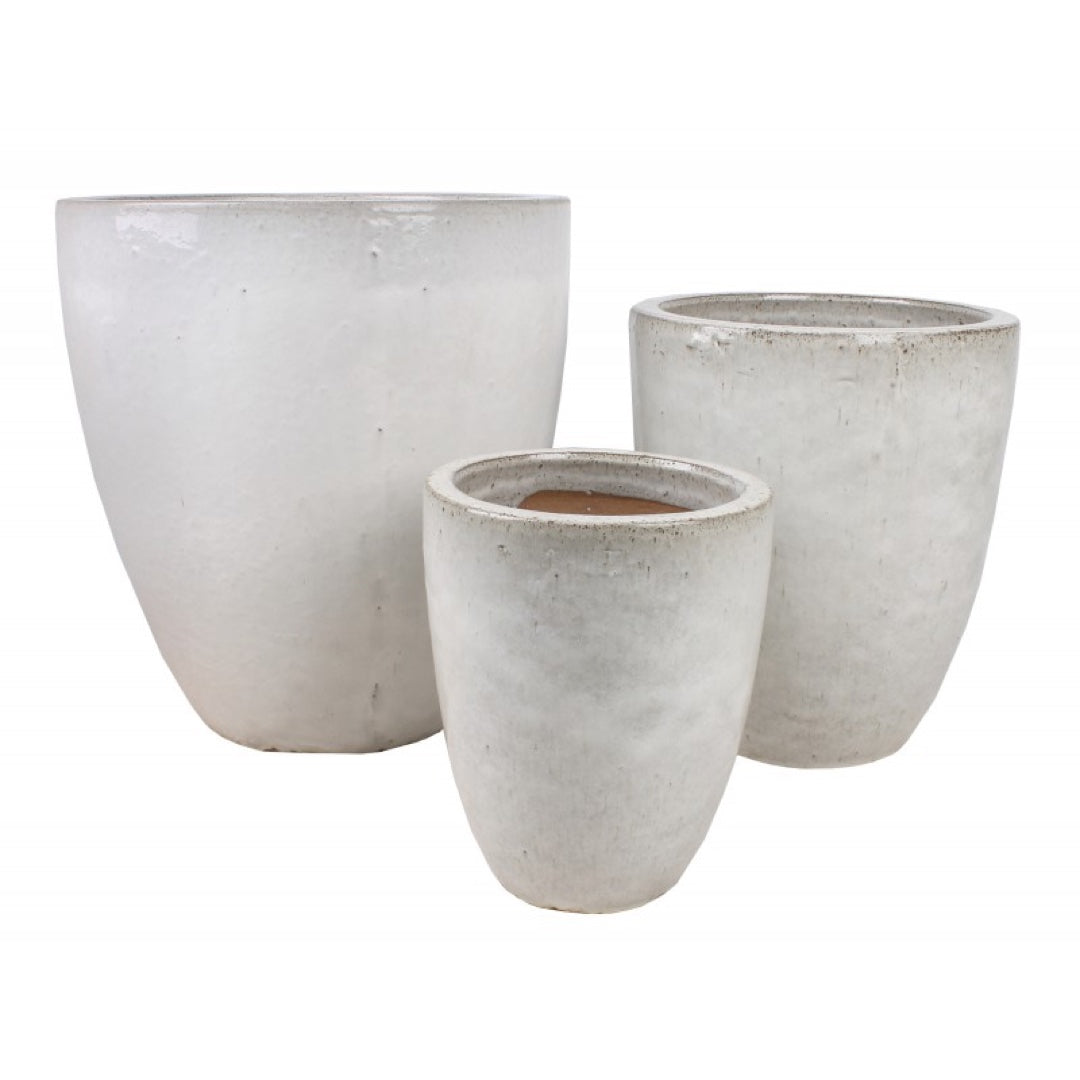 Komplet trzech doniczek ceramicznych Tin Tours DCV-0009-A na białym tle