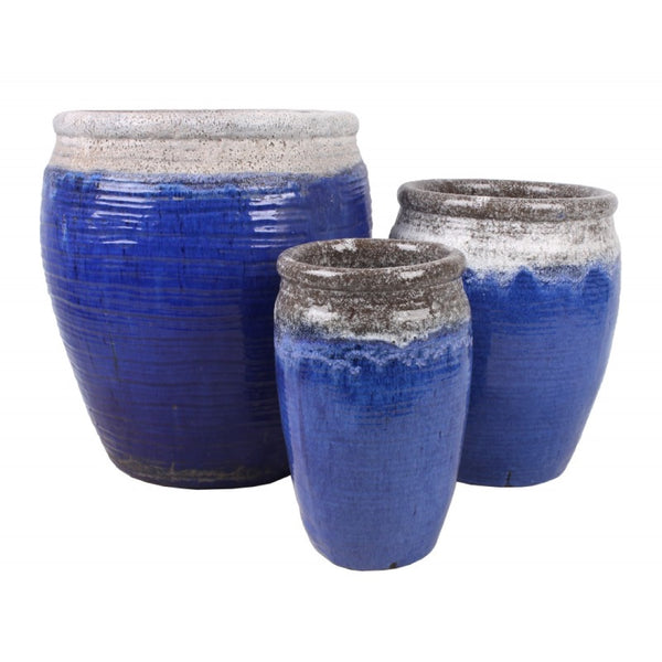 Komplet trzech doniczek ceramicznych Tin Tours DCV-0013-A na białym tle