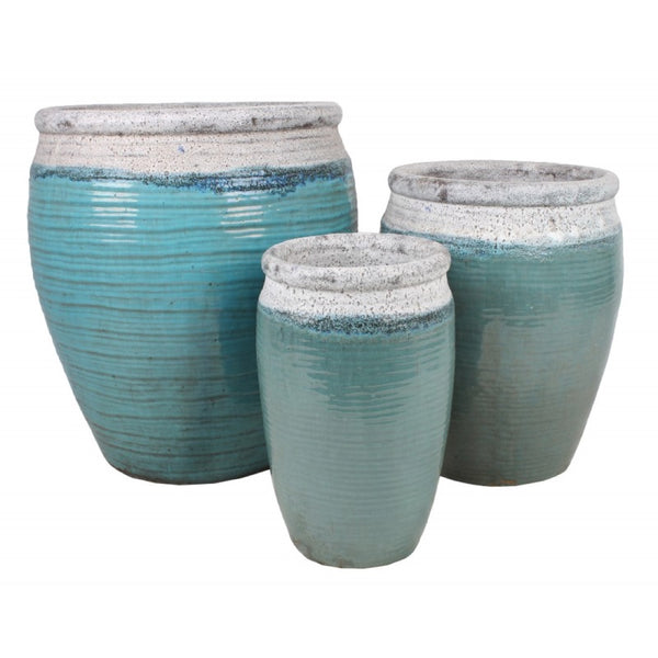 Komplet trzech donic ceramicznych Tin Tours DCV-0013-B na białym tle
