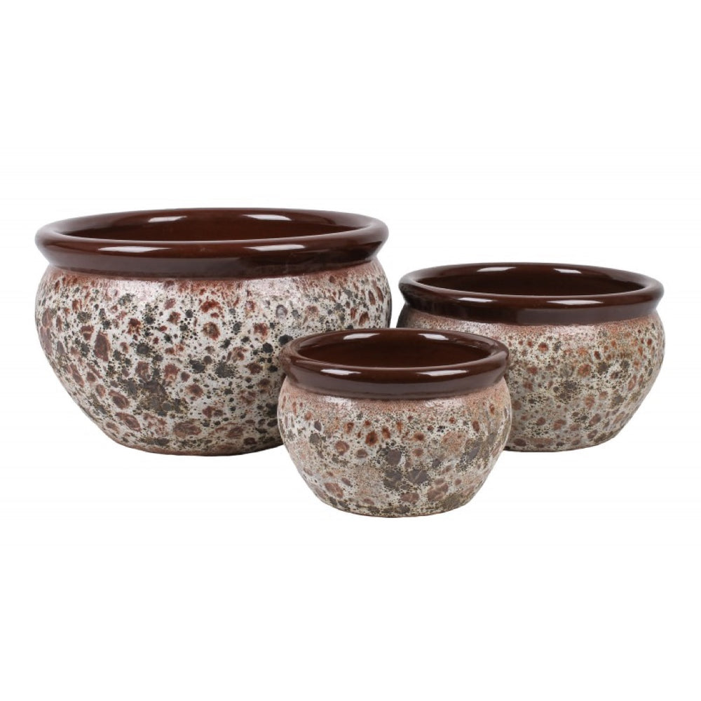 Komplet trzech doniczek ceramicznych Tin Tours DCV-0077 na białym tle