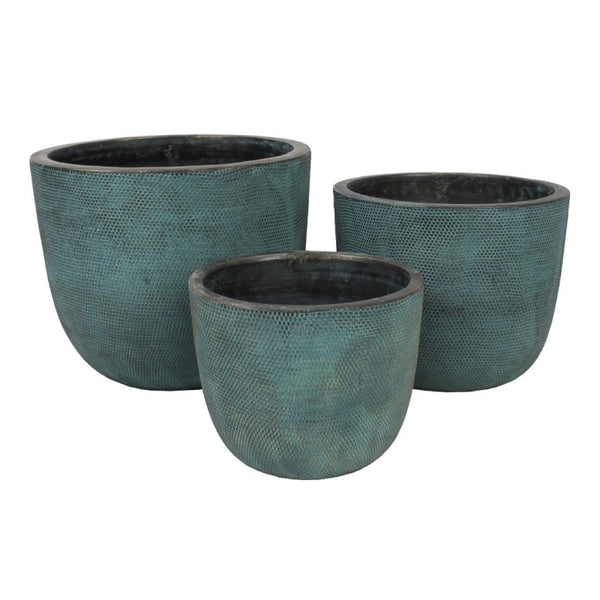 Komplet trzech doniczek ceramicznych Tin Tours DCV-0105-B na białym tle