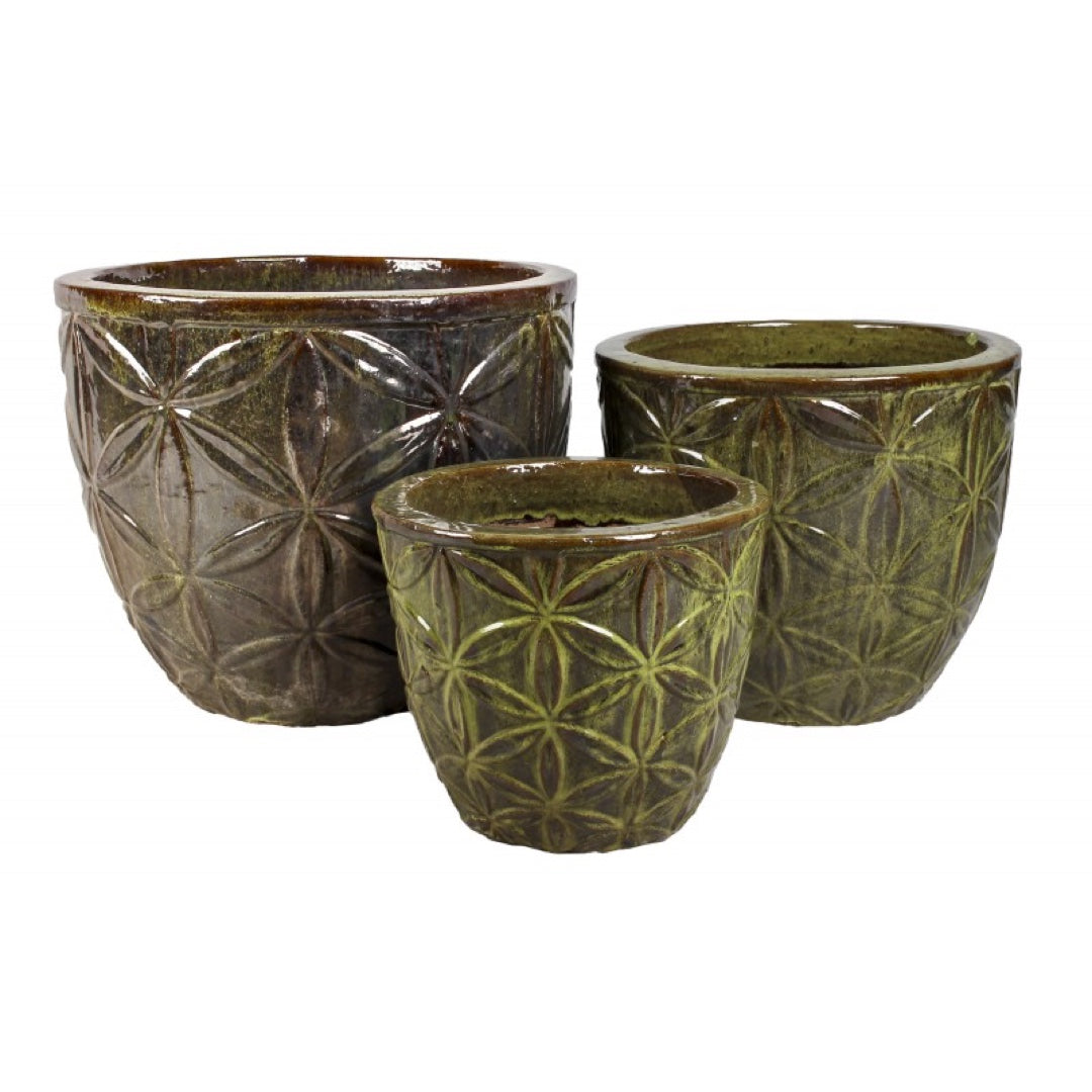 Komplet trzech donic ceramicznych Tin Tours DCV-0118-A na białym tle