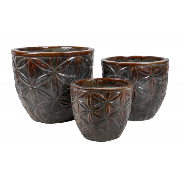 Komplet trzech donic ceramicznych Tin Tours DCV-0118-B na białym tle