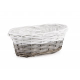 Skrzynka balkonowa wiklinowa owalna z folią Tin Tours HL01886.4, rozmiar 27 cm na białym tle