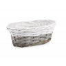 Skrzynka balkonowa wiklinowa owalna z folią Tin Tours HL01886.4, rozmiar 27 cm na białym tle