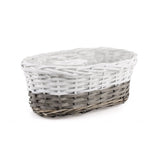 Skrzynka balkonowa wiklinowa owalna z folią Tin Tours HL01886.4, rozmiar 32 cm na białym tle