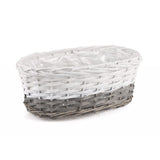 Skrzynka balkonowa wiklinowa owalna z folią Tin Tours HL01886.4, rozmiar 37 cm na białym tle