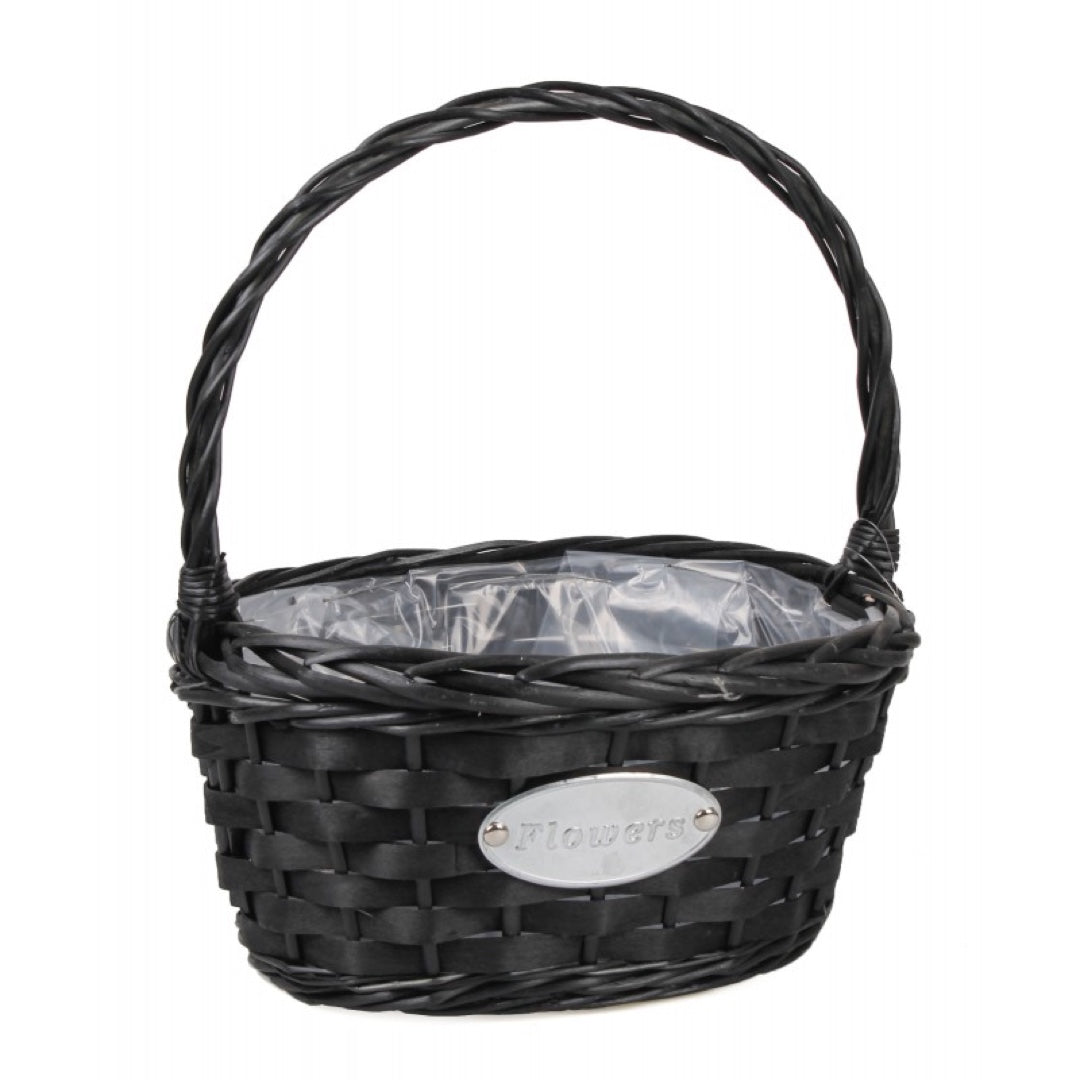Koszyk wiklinowy owalny z folią i pałąkiem Tin Tours HL07720, rozmiar L na białym tle