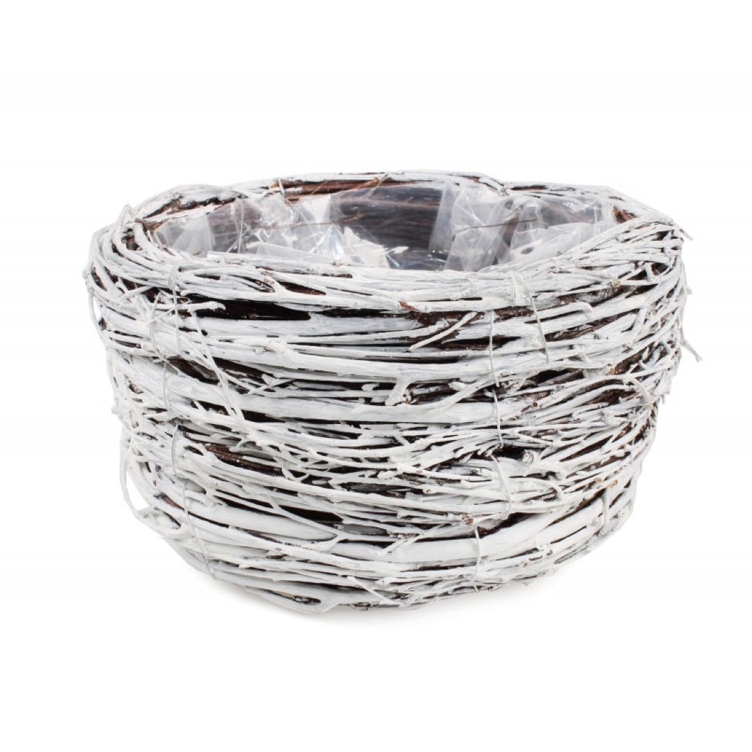 Osłonka z gałązek brzozy z folią Tin Tours TD063, 23 cm (biały) na białym tle