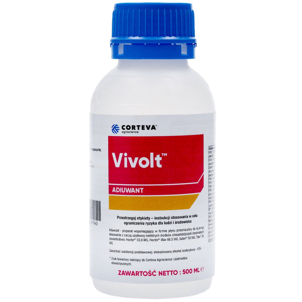 Butelka 500 ml adiuwanta Vivolt firmy Corteva z niebieską nakrętką