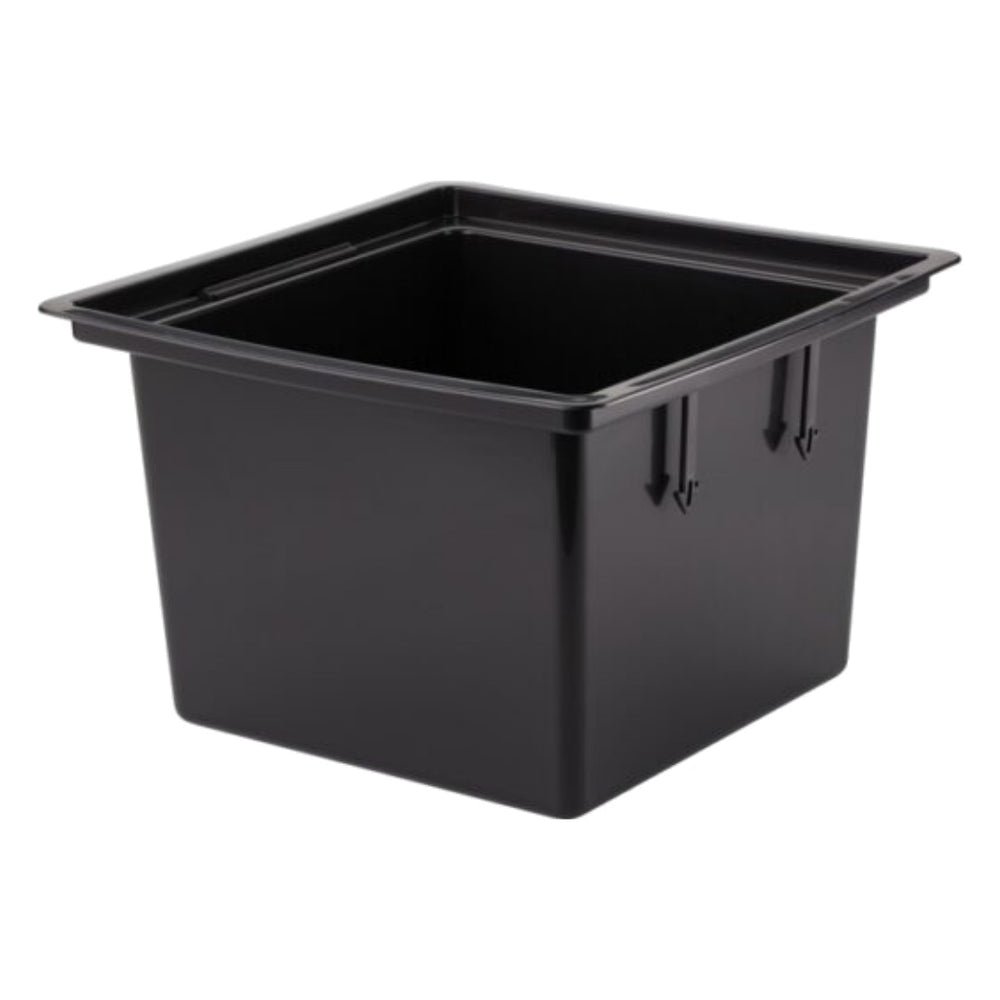 Czarny kwadratowy wkład do donicy Form-Plastic na białym tle