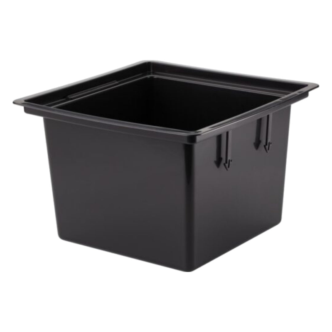 Czarny kwadratowy wkład do donicy Form-Plastic na białym tle