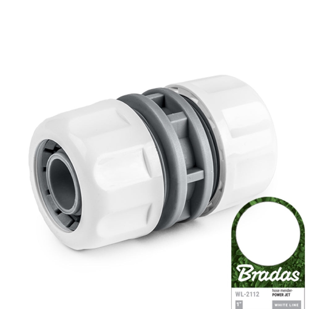 Biało-szary reparator do łączenia węży 1" Bradas White Line WL-2112 z przywieszką producenta