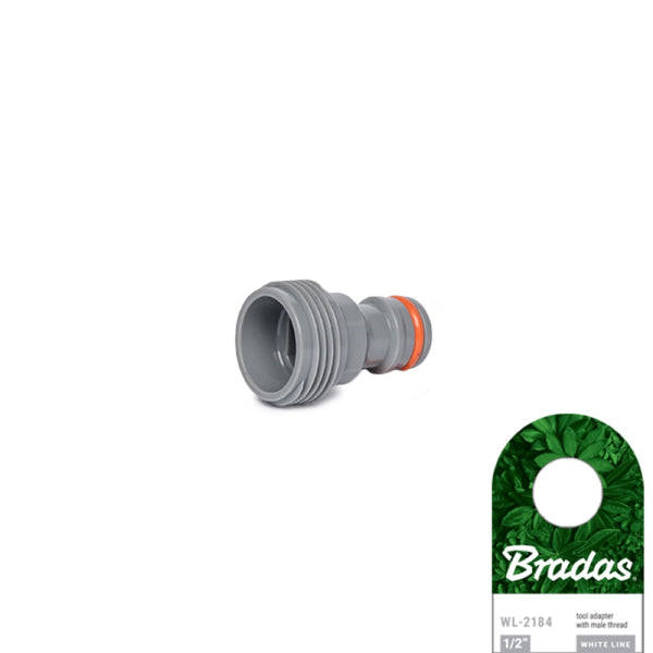 Szare przyłącze z gwintem zewnętrznym 1/2" Bradas White Line WL-2184 z pomarańczowym pierścieniem i przywieszką