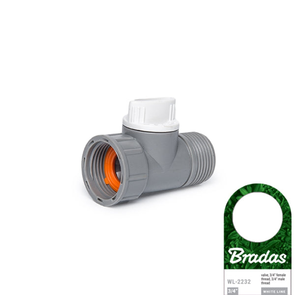 Szaro-pomarańczowy zawór z białym pokrętłem Bradas White Line WL-2232 z przywieszką producenta