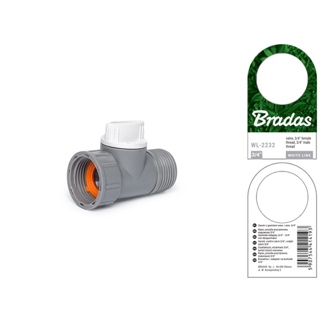 Zawór Bradas WL-2232 z przednią i tylną stroną przywieszki producenta