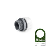 Szaro-biały reparator z gwintem zewnętrznym 3/4" na wąż 1/2" Bradas White Line WL-4116 z przywieszką producenta