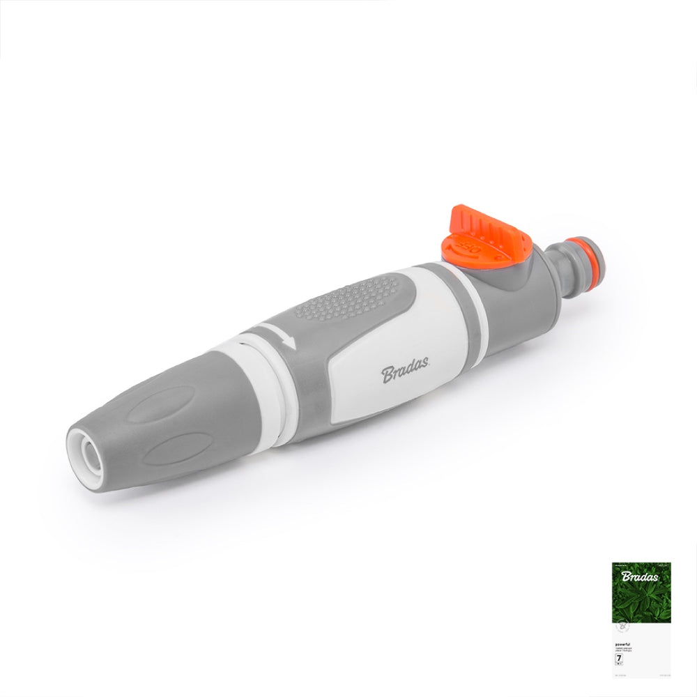 Szaro-biała dysza prosta Bradas White Line WL-4721 z pomarańczowym zaworem