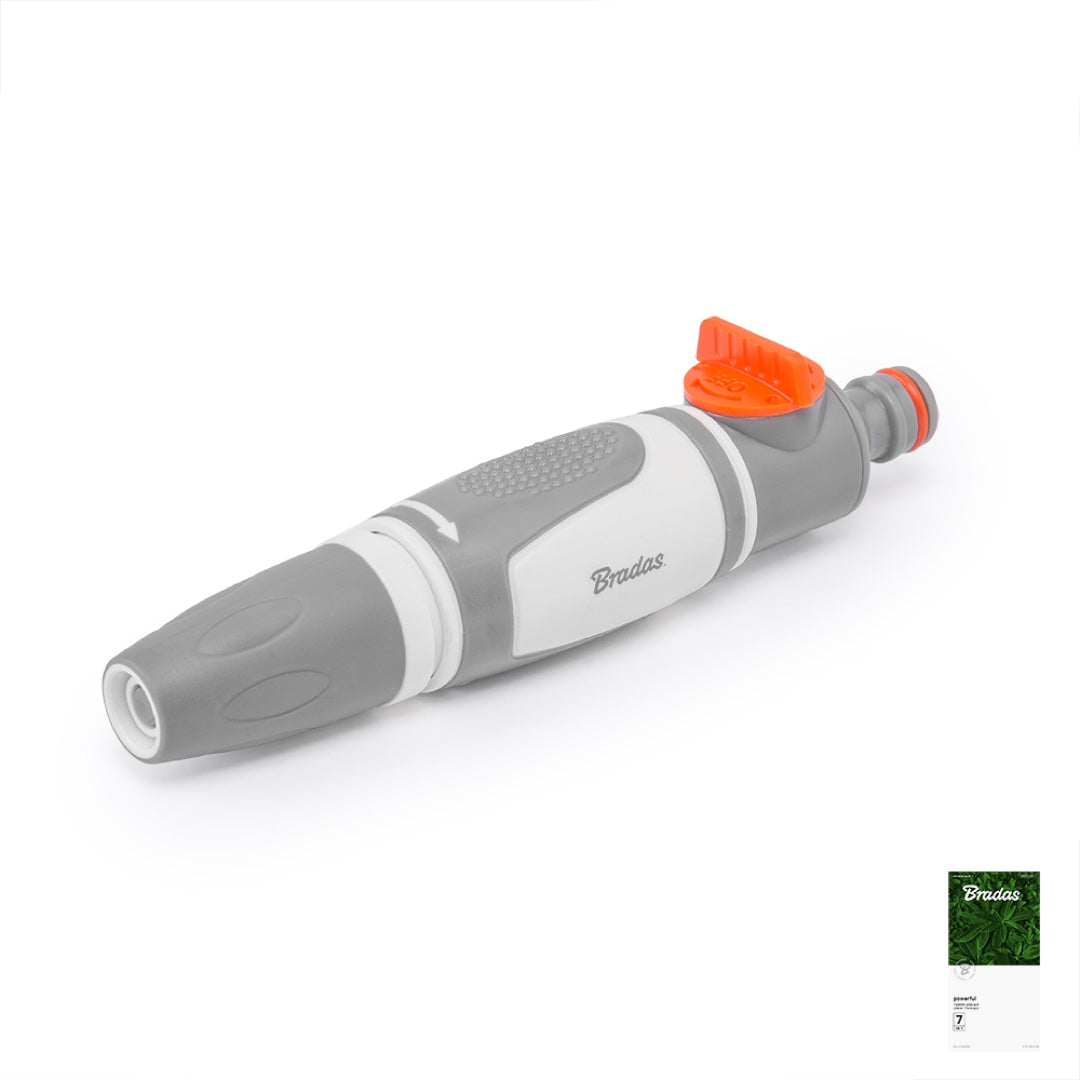 Szaro-biała dysza prosta Bradas White Line WL-4721 z pomarańczowym zaworem