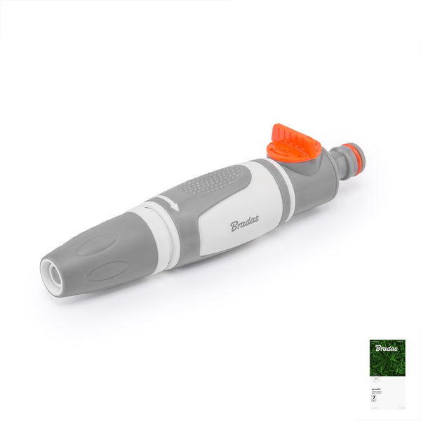 Szaro-biała dysza prosta Bradas White Line WL-4721 z pomarańczowym zaworem