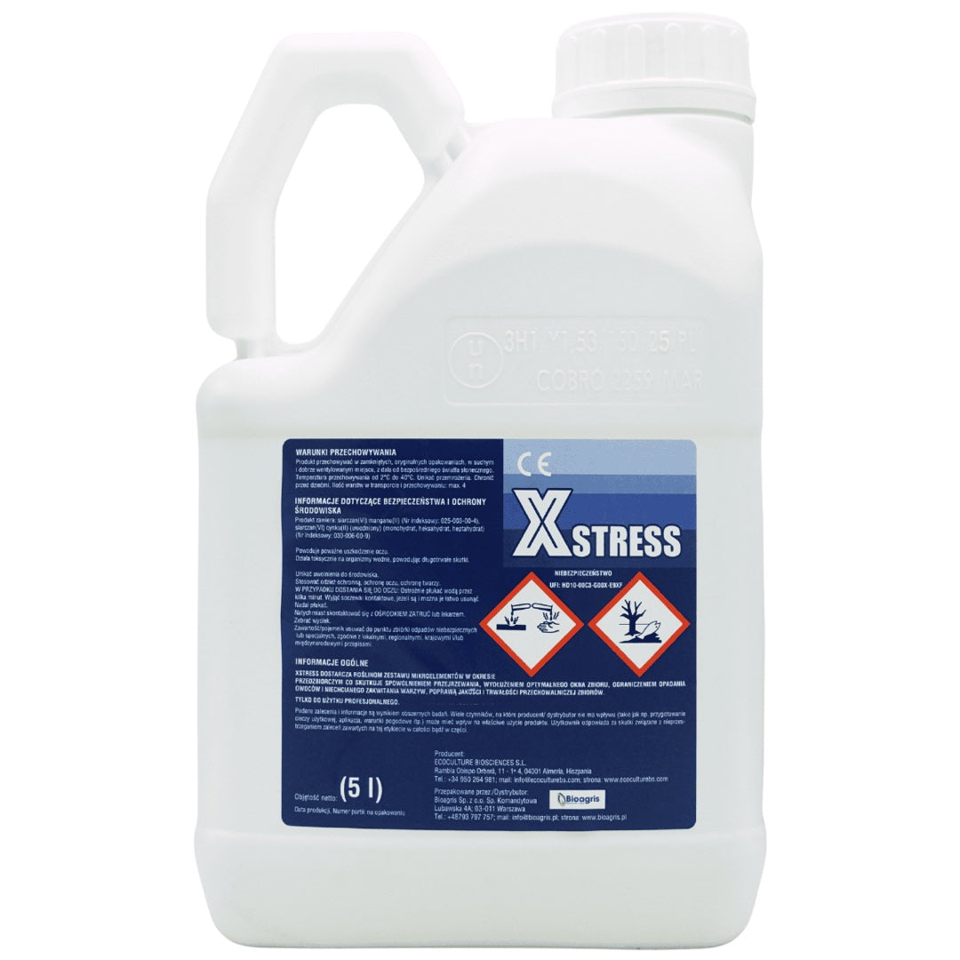 Kanister 5 l nawozu dolistnego XStress firmy Bioagris z mikroelementami