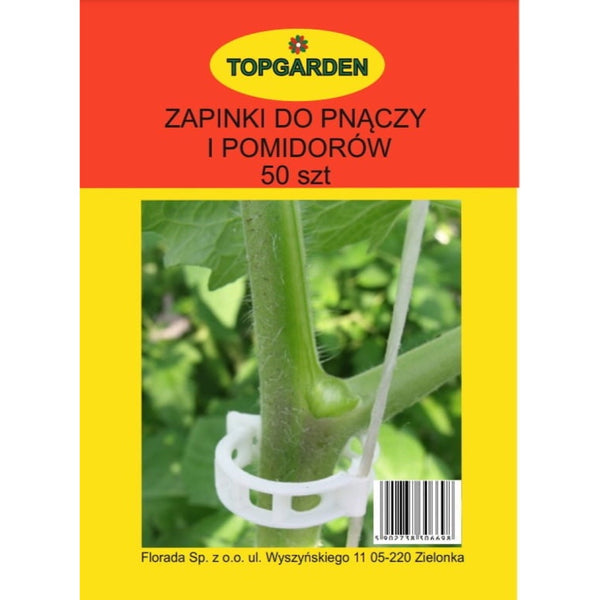 Opakowanie zapinek Topgarden do pnączy i pomidorów, 50 sztuk, z klipsem na łodydze